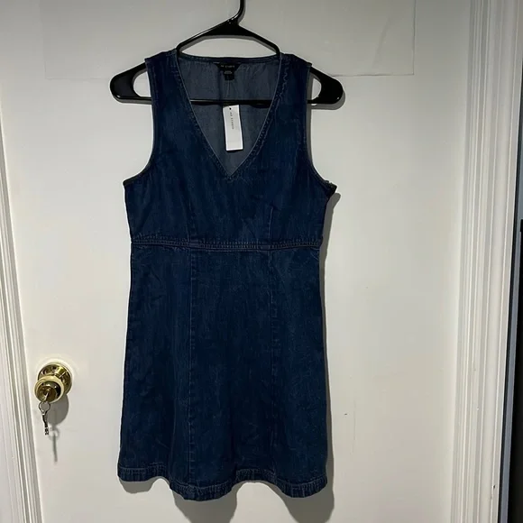 white christmas dresses Blue Denim Seam Detail Skater Dress main image 1